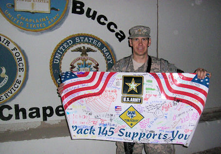 Cub Pack 145 Banner at Camp Bucca, Iraq