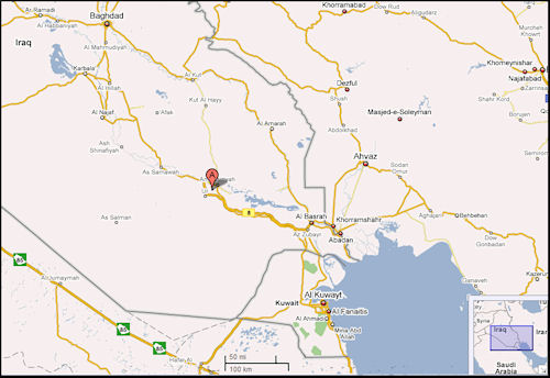 Map Showing Tallil in Iraq
